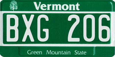 VT license plate BXG206