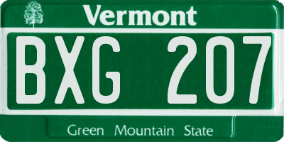 VT license plate BXG207