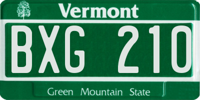 VT license plate BXG210