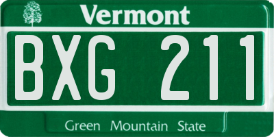 VT license plate BXG211