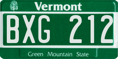 VT license plate BXG212