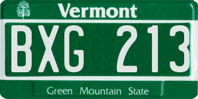 VT license plate BXG213
