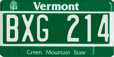 VT license plate BXG214