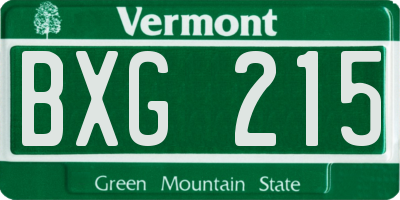VT license plate BXG215