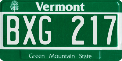 VT license plate BXG217