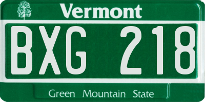 VT license plate BXG218