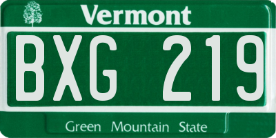 VT license plate BXG219