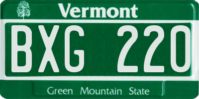 VT license plate BXG220