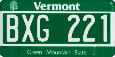 VT license plate BXG221