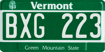 VT license plate BXG223