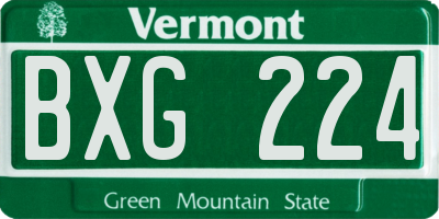 VT license plate BXG224
