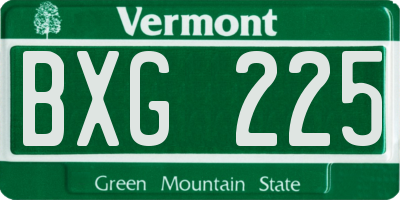 VT license plate BXG225