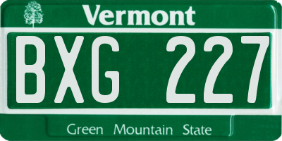 VT license plate BXG227
