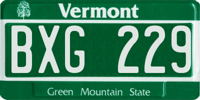 VT license plate BXG229