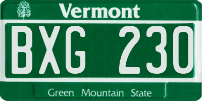 VT license plate BXG230