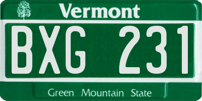 VT license plate BXG231
