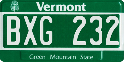 VT license plate BXG232