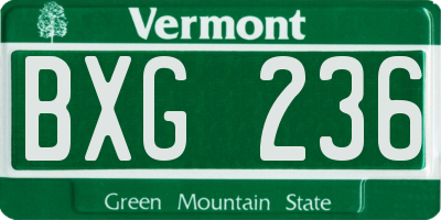 VT license plate BXG236