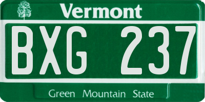 VT license plate BXG237
