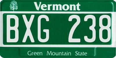 VT license plate BXG238