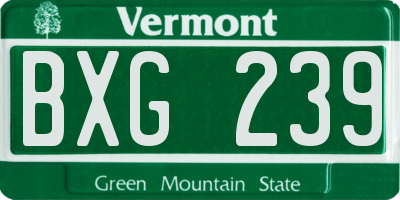 VT license plate BXG239