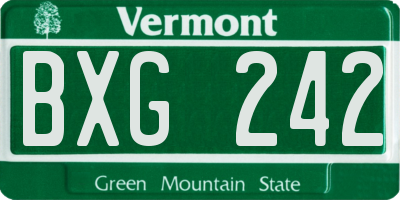 VT license plate BXG242