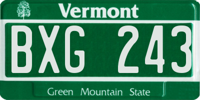 VT license plate BXG243