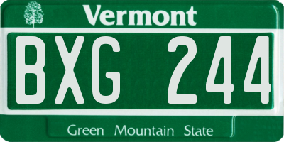 VT license plate BXG244
