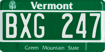 VT license plate BXG247