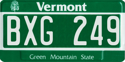 VT license plate BXG249