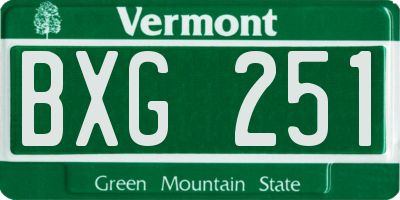 VT license plate BXG251