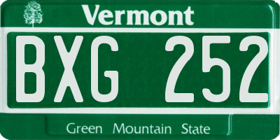 VT license plate BXG252