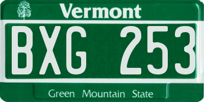 VT license plate BXG253