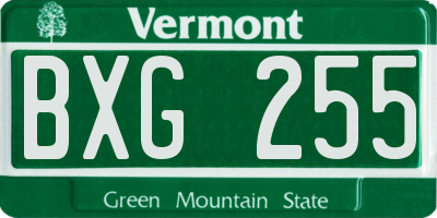 VT license plate BXG255