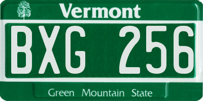 VT license plate BXG256