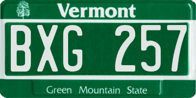 VT license plate BXG257