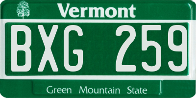 VT license plate BXG259