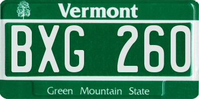 VT license plate BXG260