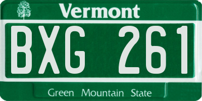 VT license plate BXG261