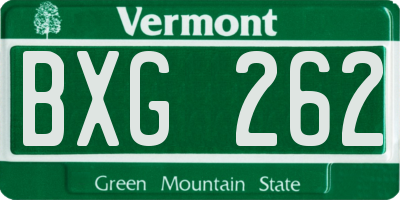 VT license plate BXG262