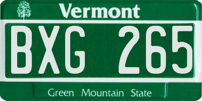 VT license plate BXG265