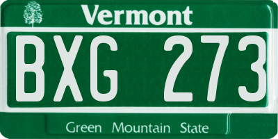VT license plate BXG273