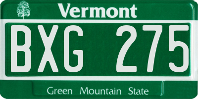 VT license plate BXG275