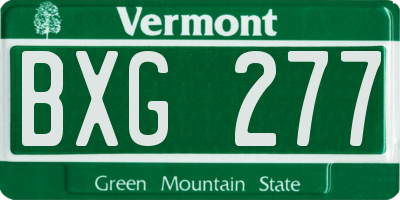 VT license plate BXG277