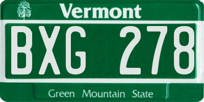 VT license plate BXG278