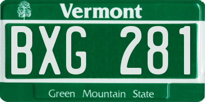 VT license plate BXG281