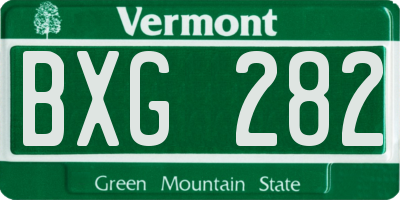 VT license plate BXG282