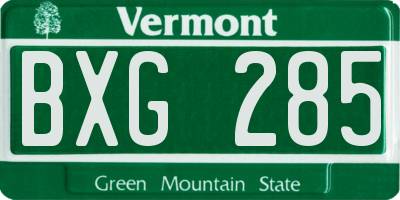VT license plate BXG285