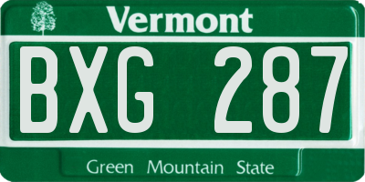 VT license plate BXG287