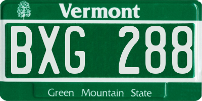 VT license plate BXG288